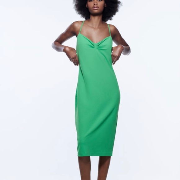 ZARA WAIST RUCHED DETAIL DRESS